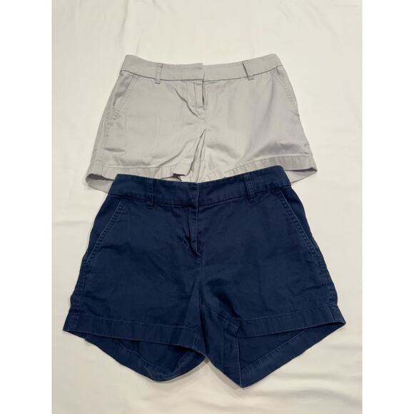 LOT of 2 J.Crew Women's 3.5" Classic Chino Shorts Size 0 Navy Gray Cotton - Picture 2 of 10